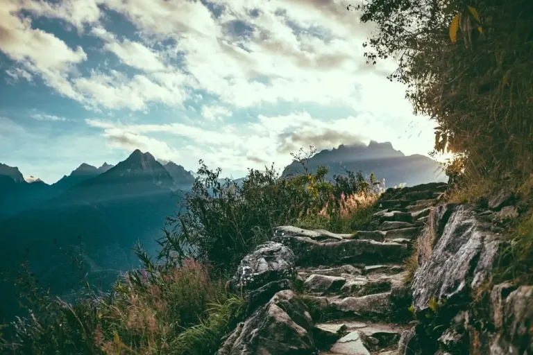 Mountain path representing obstacles to self-improvement.