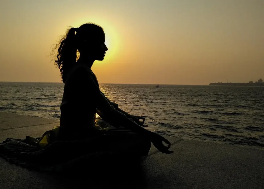 Woman visualizing and manifesting as a part of her mindful practices.