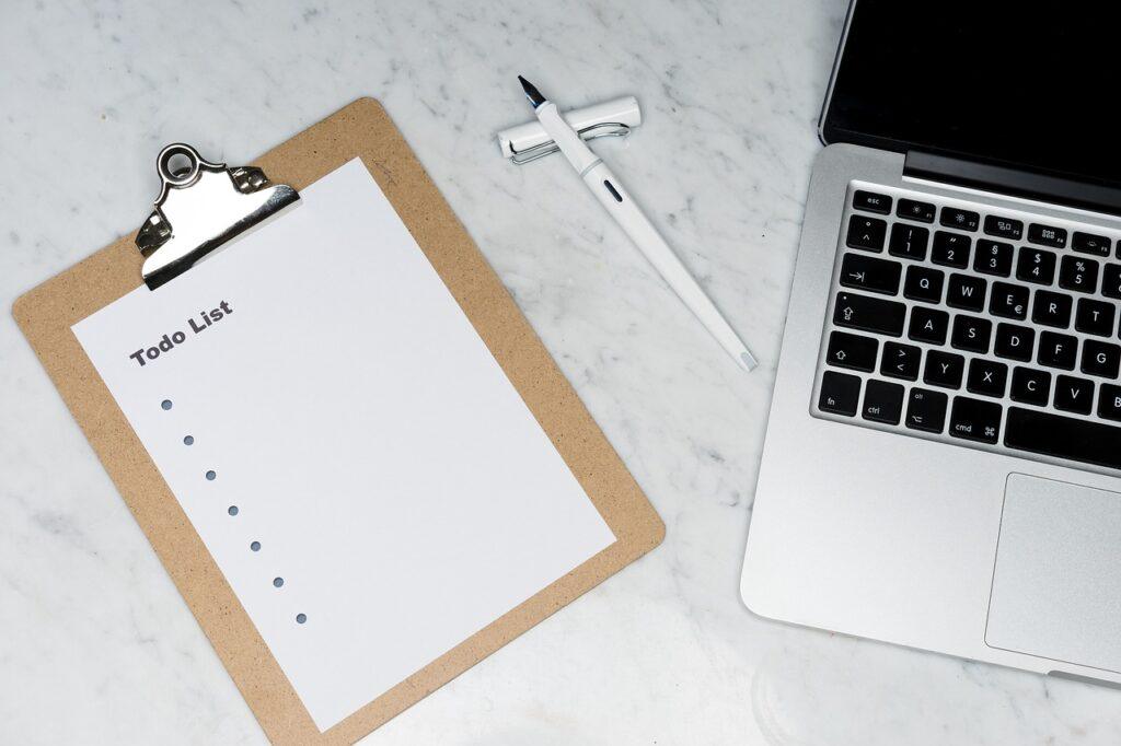To-do list with a plan to achieve your goals.
