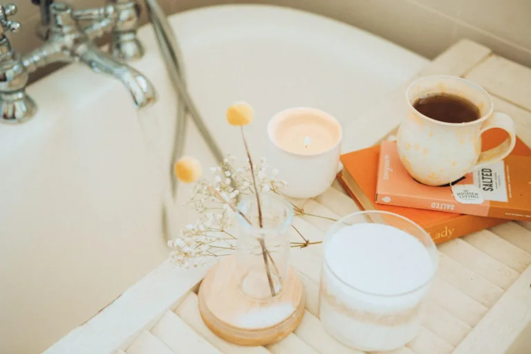 Self-care routine practice with self-love gifts.