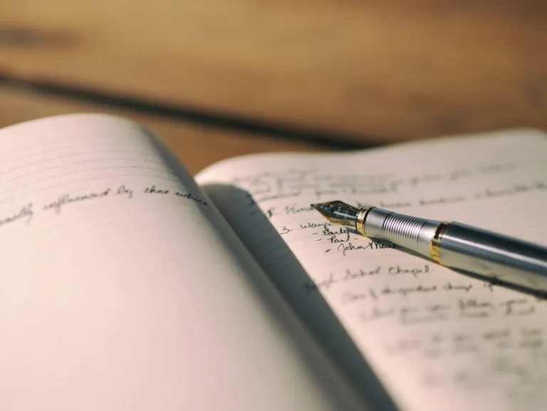Opened journal with journal prompts for mental health.