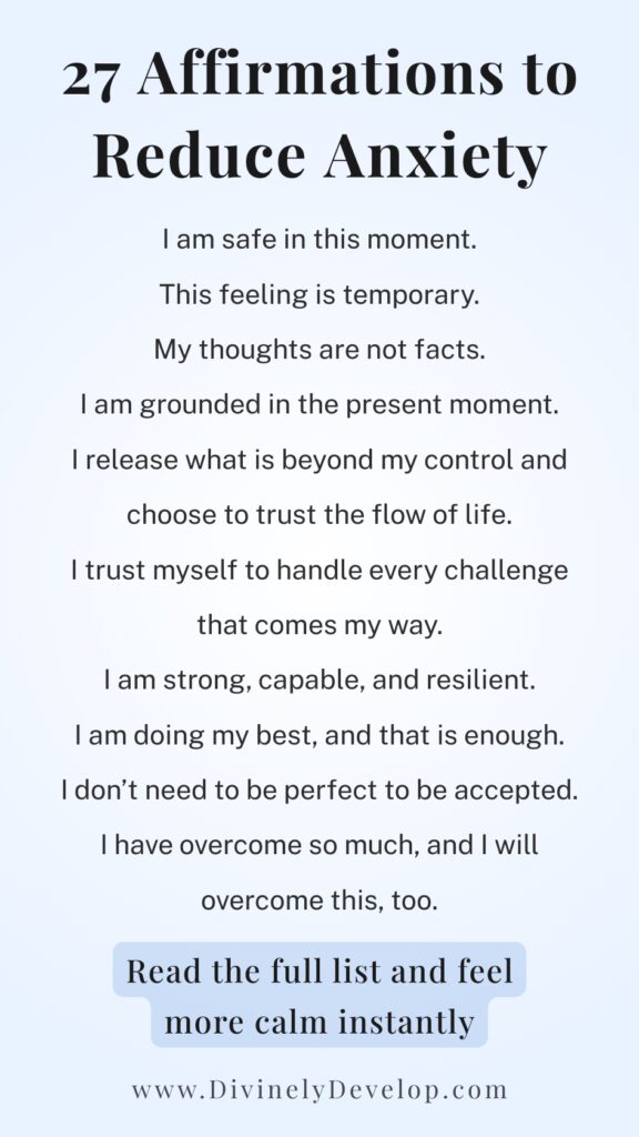 Positive affirmations to relieve anxiety.