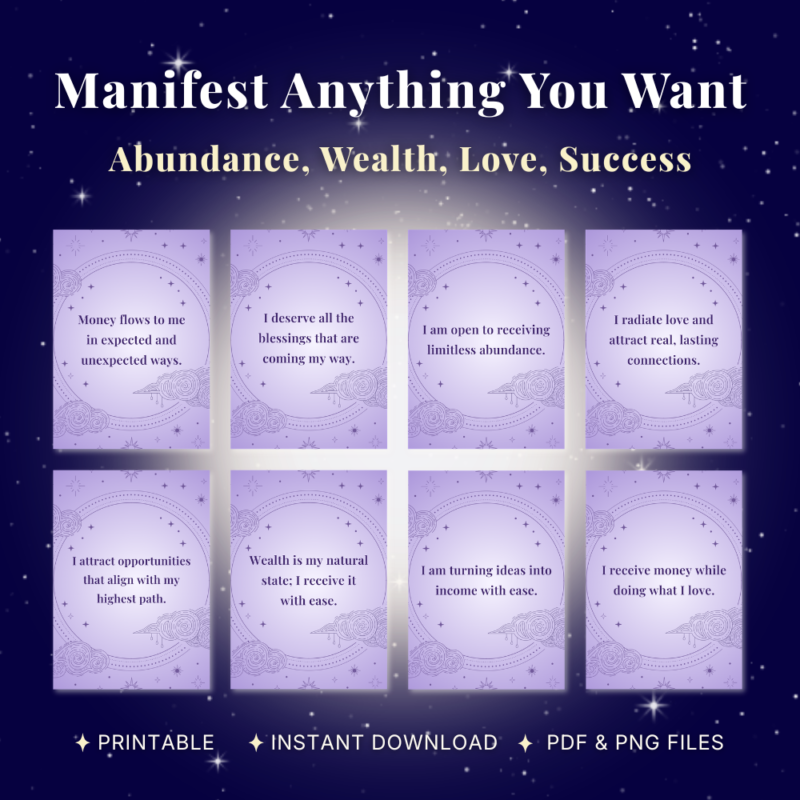 Manifestation affirmations printable card deck.